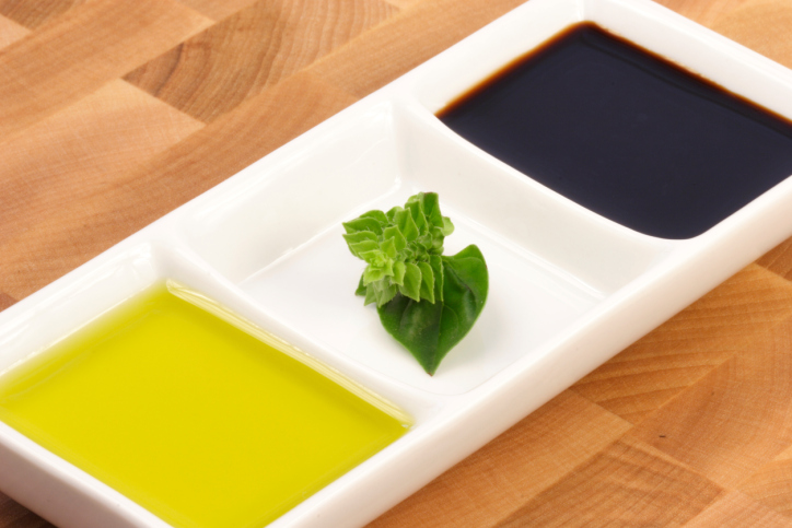 Ditch the bottled salad dressings, and opt for simple oil and aged balsamic vinegar to help cut salt intake.